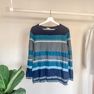 Talbots striped blue navy grey crewneck Sweater